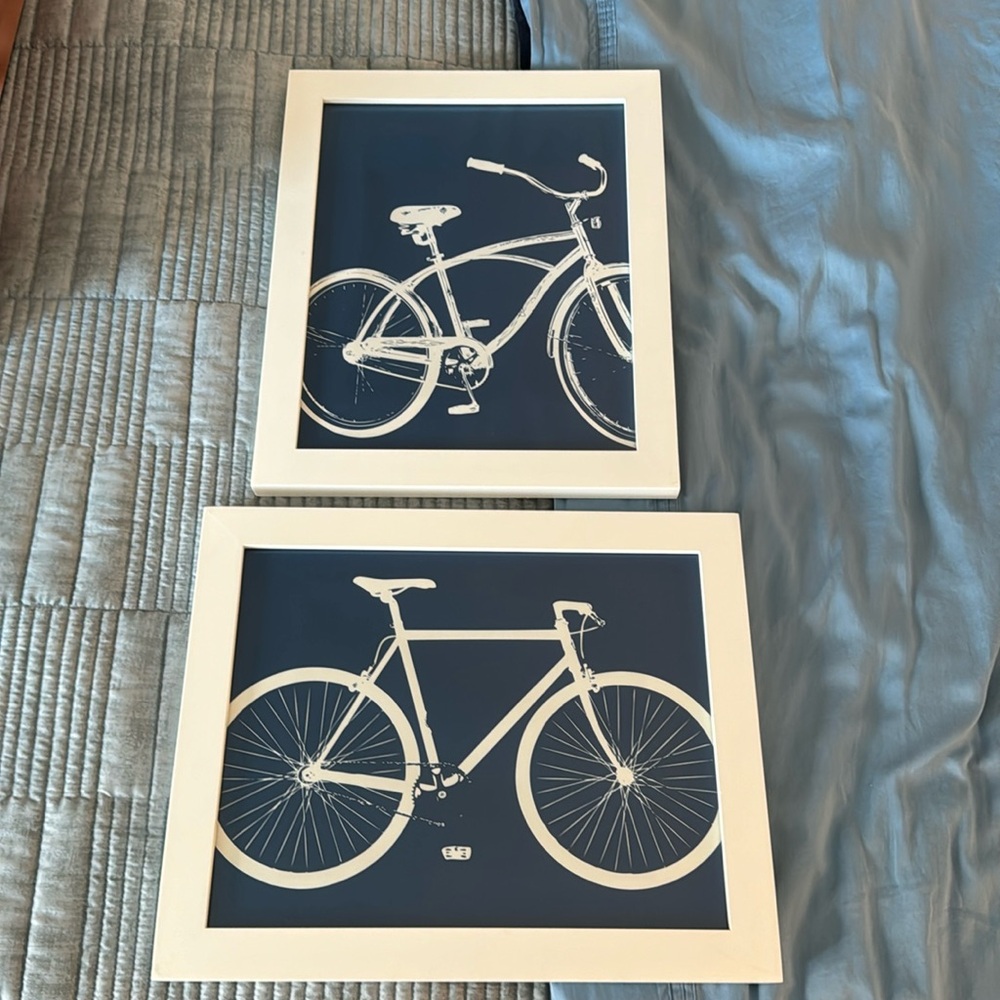 White/Bicycle  16”x  13” Pictures Frame (2)